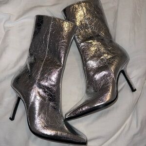 Zara Metallic Heeled Ankle Boots